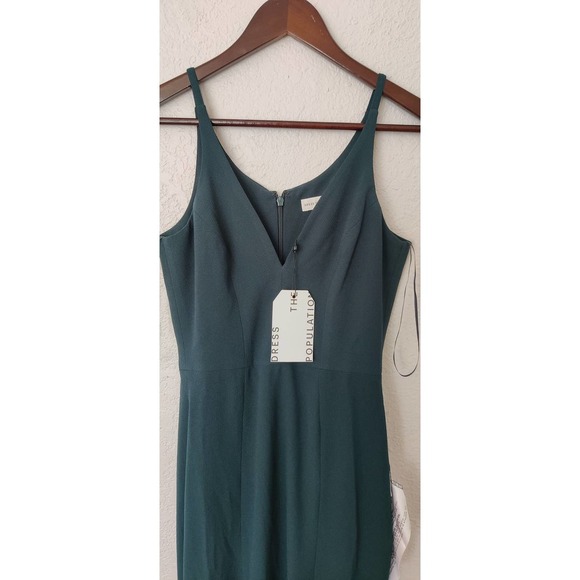 Dress the Population Sandra Plunge Crepe Trumpet Gown Sz XS in Pine Green Formal - Picture 7 of 8